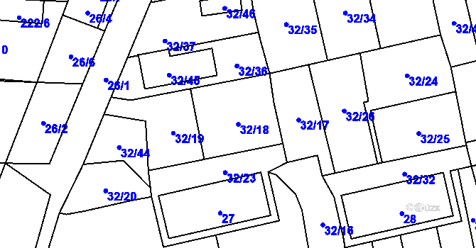 Parcela st. 32/18 v KÚ Vejprnice, Katastrální mapa