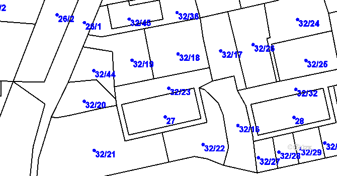Parcela st. 32/23 v KÚ Vejprnice, Katastrální mapa