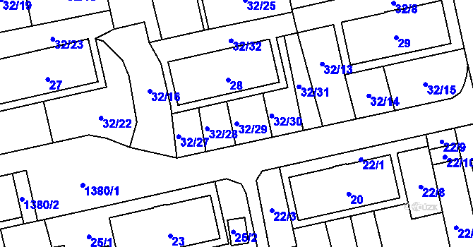 Parcela st. 32/29 v KÚ Vejprnice, Katastrální mapa