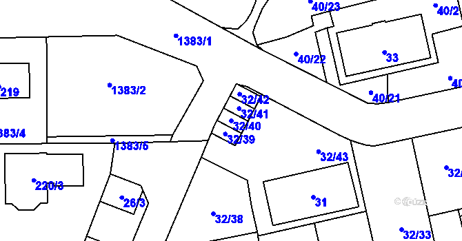 Parcela st. 32/40 v KÚ Vejprnice, Katastrální mapa