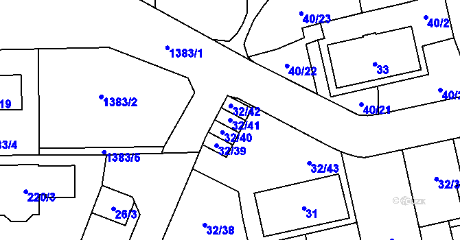 Parcela st. 32/41 v KÚ Vejprnice, Katastrální mapa