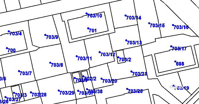 Parcela st. 703/12 v KÚ Vejprnice, Katastrální mapa