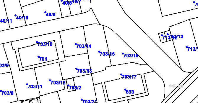 Parcela st. 703/15 v KÚ Vejprnice, Katastrální mapa