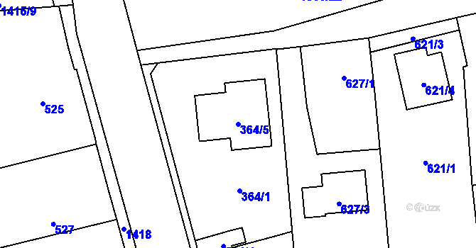 Parcela st. 364/5 v KÚ Vejprnice, Katastrální mapa