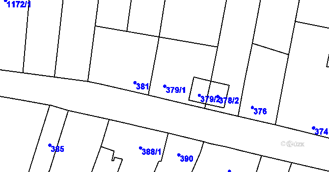 Parcela st. 379/1 v KÚ Vejprnice, Katastrální mapa