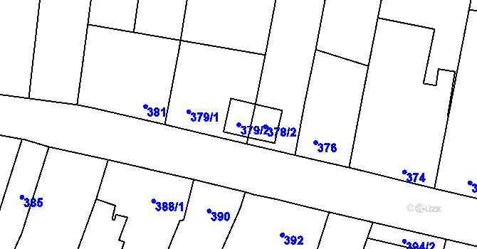 Parcela st. 379/2 v KÚ Vejprnice, Katastrální mapa