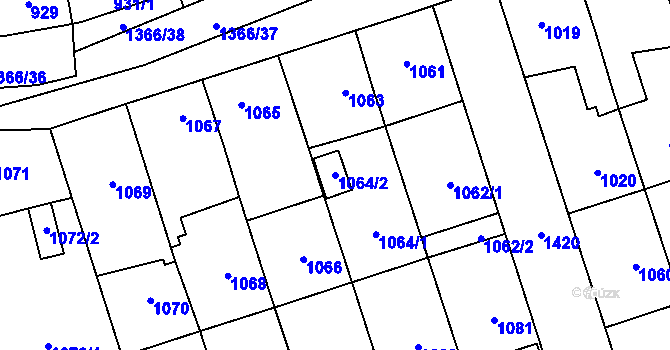 Parcela st. 1064/2 v KÚ Vejprnice, Katastrální mapa