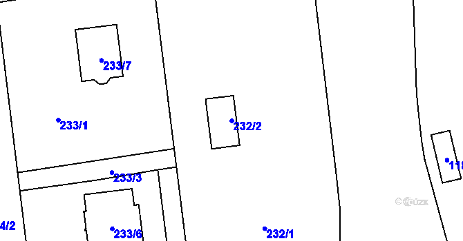 Parcela st. 232/2 v KÚ Vejprnice, Katastrální mapa