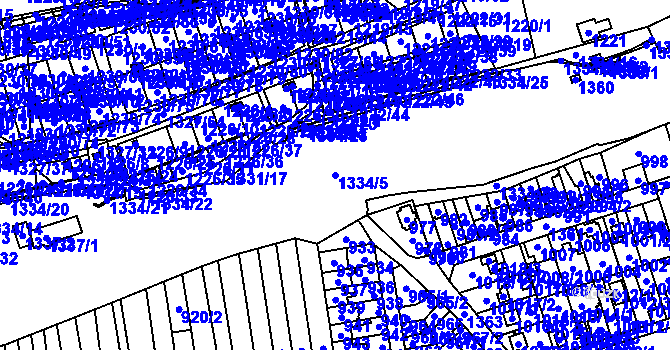 Parcela st. 1334/5 v KÚ Vejprnice, Katastrální mapa