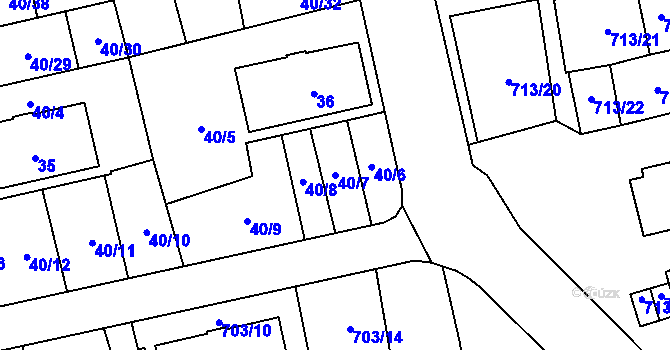 Parcela st. 40/7 v KÚ Vejprnice, Katastrální mapa