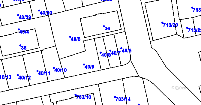 Parcela st. 40/8 v KÚ Vejprnice, Katastrální mapa