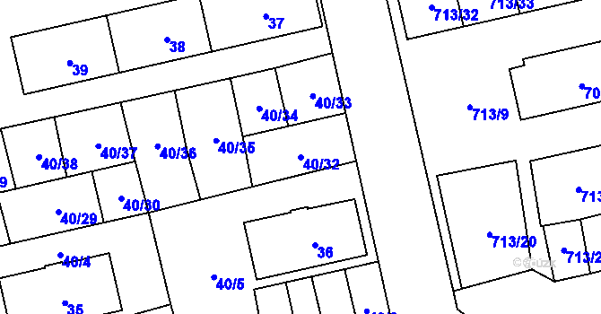 Parcela st. 40/32 v KÚ Vejprnice, Katastrální mapa