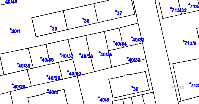 Parcela st. 40/35 v KÚ Vejprnice, Katastrální mapa