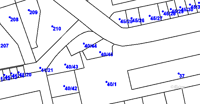 Parcela st. 40/45 v KÚ Vejprnice, Katastrální mapa