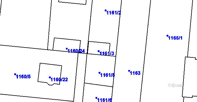 Parcela st. 1161/3 v KÚ Vejprnice, Katastrální mapa