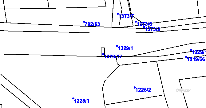 Parcela st. 1329/17 v KÚ Vejprnice, Katastrální mapa
