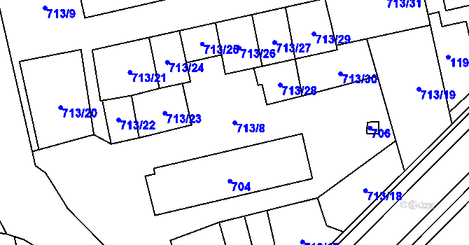 Parcela st. 713/8 v KÚ Vejprnice, Katastrální mapa