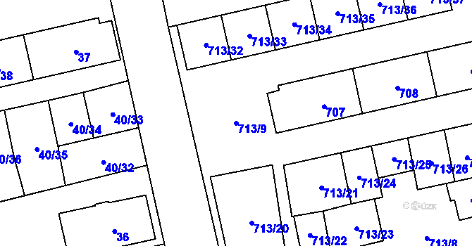 Parcela st. 713/9 v KÚ Vejprnice, Katastrální mapa