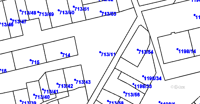 Parcela st. 713/11 v KÚ Vejprnice, Katastrální mapa
