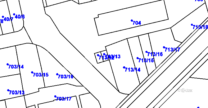 Parcela st. 713/13 v KÚ Vejprnice, Katastrální mapa