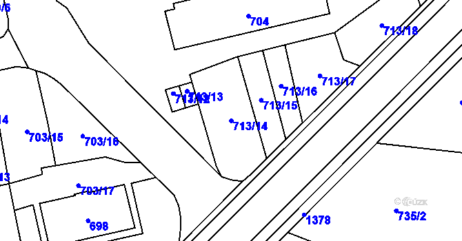 Parcela st. 713/14 v KÚ Vejprnice, Katastrální mapa