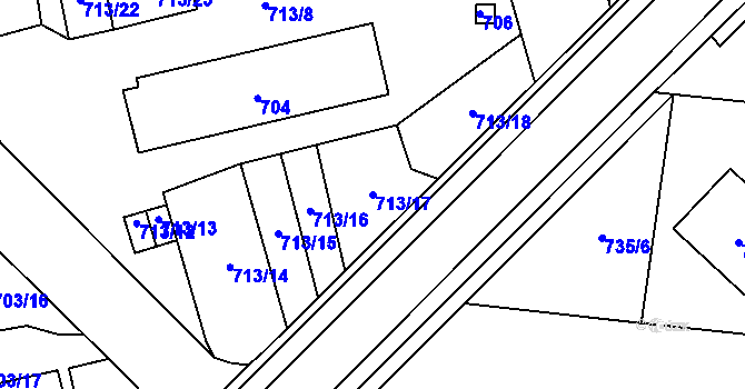 Parcela st. 713/17 v KÚ Vejprnice, Katastrální mapa