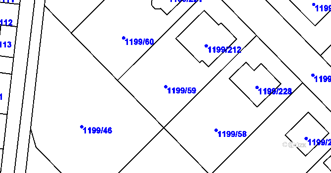 Parcela st. 1199/59 v KÚ Vejprnice, Katastrální mapa
