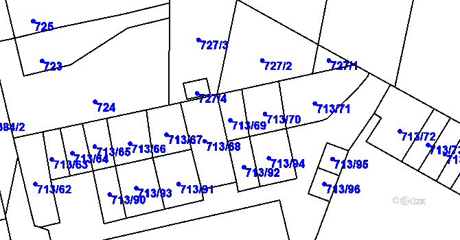 Parcela st. 713/69 v KÚ Vejprnice, Katastrální mapa