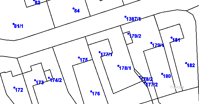 Parcela st. 177/1 v KÚ Vejprnice, Katastrální mapa