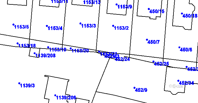 Parcela st. 1153/21 v KÚ Vejprnice, Katastrální mapa