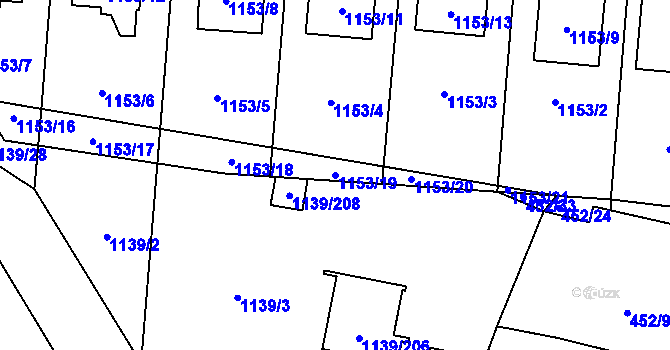 Parcela st. 1153/19 v KÚ Vejprnice, Katastrální mapa