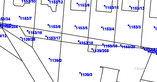 Parcela st. 1153/18 v KÚ Vejprnice, Katastrální mapa