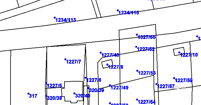 Parcela st. 1227/48 v KÚ Vejprnice, Katastrální mapa