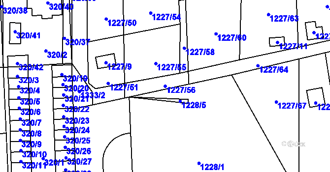 Parcela st. 1227/56 v KÚ Vejprnice, Katastrální mapa
