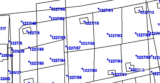 Parcela st. 1227/59 v KÚ Vejprnice, Katastrální mapa