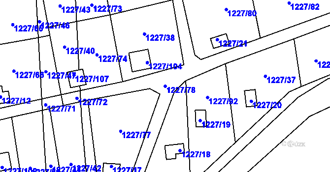 Parcela st. 1227/78 v KÚ Vejprnice, Katastrální mapa