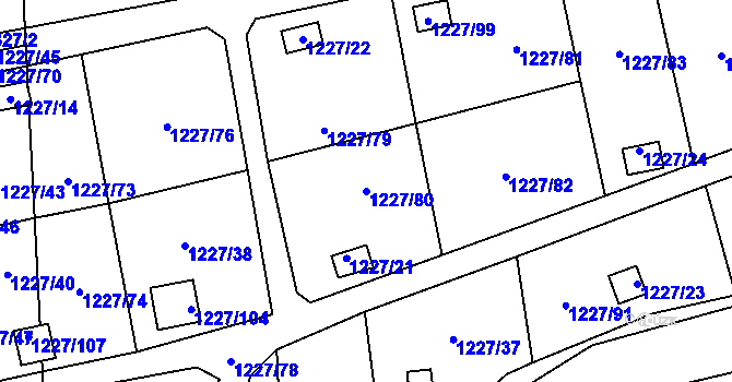 Parcela st. 1227/80 v KÚ Vejprnice, Katastrální mapa
