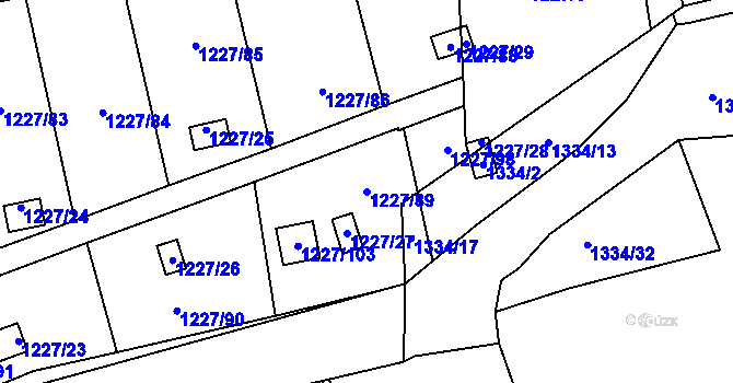 Parcela st. 1227/89 v KÚ Vejprnice, Katastrální mapa