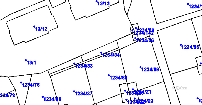 Parcela st. 1234/84 v KÚ Vejprnice, Katastrální mapa