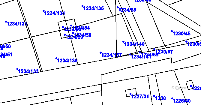 Parcela st. 1234/137 v KÚ Vejprnice, Katastrální mapa