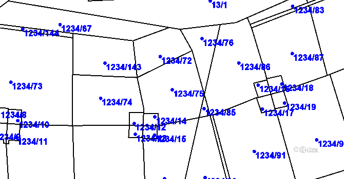 Parcela st. 1234/75 v KÚ Vejprnice, Katastrální mapa
