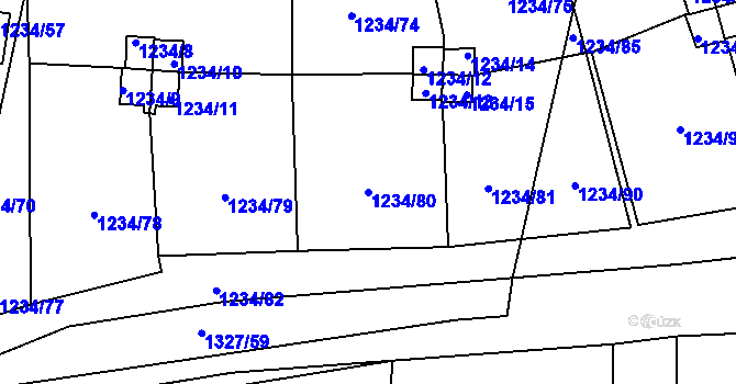 Parcela st. 1234/80 v KÚ Vejprnice, Katastrální mapa