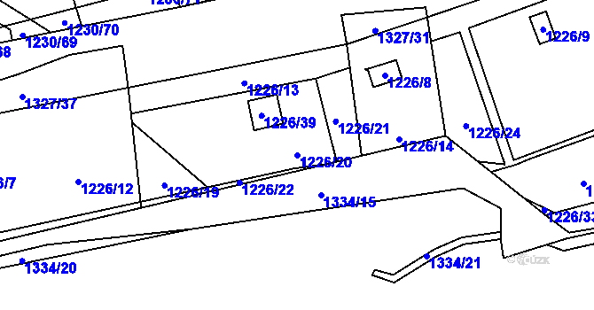 Parcela st. 1226/20 v KÚ Vejprnice, Katastrální mapa