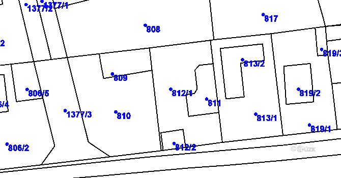 Parcela st. 812/1 v KÚ Vejprnice, Katastrální mapa