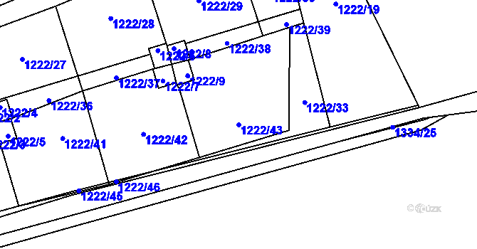Parcela st. 1222/43 v KÚ Vejprnice, Katastrální mapa