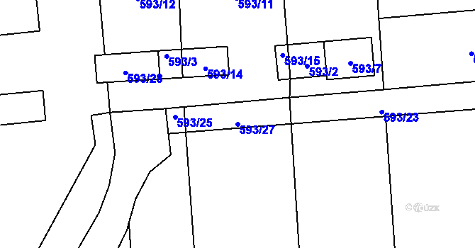 Parcela st. 593/27 v KÚ Vejprnice, Katastrální mapa