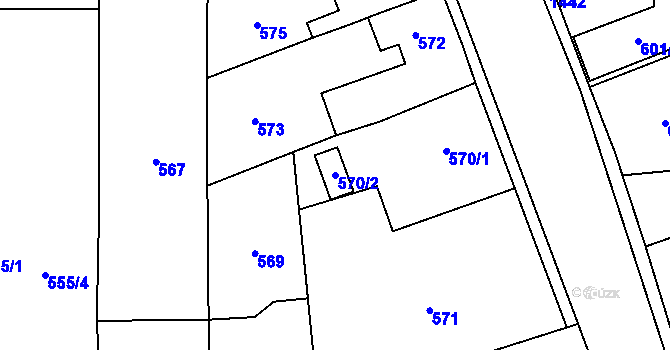 Parcela st. 570/2 v KÚ Vejprnice, Katastrální mapa
