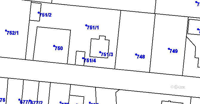 Parcela st. 751/3 v KÚ Vejprnice, Katastrální mapa