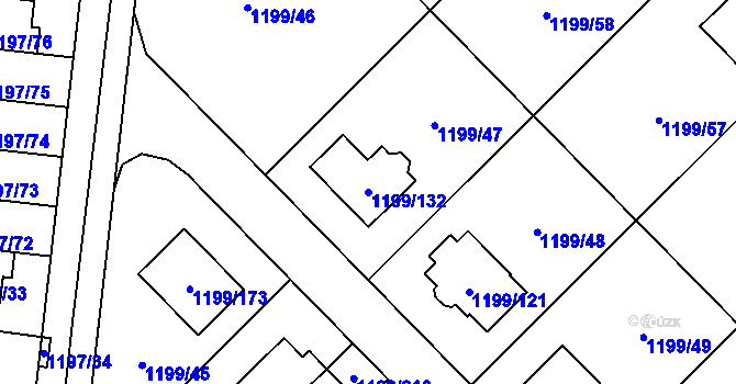 Parcela st. 1199/132 v KÚ Vejprnice, Katastrální mapa