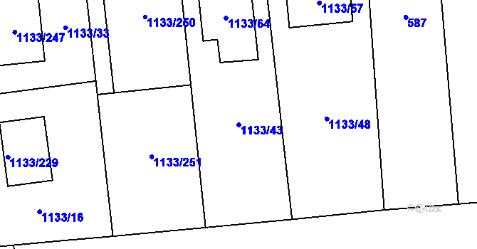 Parcela st. 1133/43 v KÚ Vejprnice, Katastrální mapa